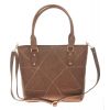 Aliado Faux Leather Solid Coffee Brown Zipper Closure Tote Bag for Women