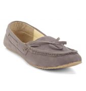 Estatos Synthetic Leather Broad Toe Comfortable Grey Loafers     for Women