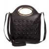 Envie Faux Leather Black Coloured Zipper Closure Embellished   Sling Bag 