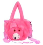 Envie Faux Fur   Pink  Coloured Zipper Closure Bag