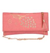 Envie Faux Leather Pink Coloured Magnetic Snap Sling Bag