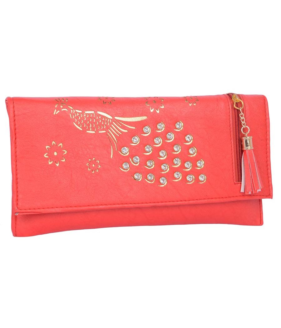 Envie Faux Leather Red Coloured Magnetic Snap Sling Bag