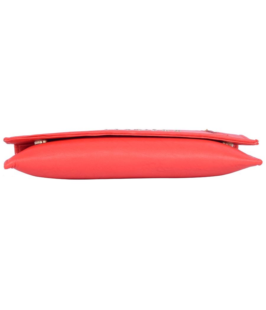 Envie Faux Leather Red Coloured Magnetic Snap Sling Bag