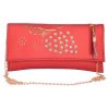 Envie Faux Leather Embellished Red Magnetic Snap Closure Crossbody Bag