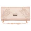 Envie Faux Leather Embellished Peach Magnetic Snap Closure Crossbody Bag