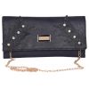 Envie Faux Leather Embellished  Black Magnetic Snap Closure Crossbody Bag