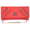 Envie Faux Leather Embellished  Red Magnetic Snap Closure Crossbody Bag