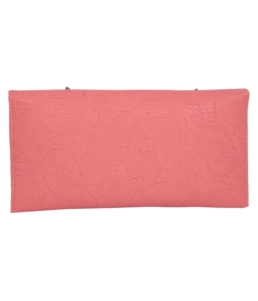 Envie Faux Leather  Peach Magnetic Snap Closure Crossbody Bag