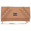 Envie Faux Leather Embellished  Brown Magnetic Snap Closure Crossbody Bag