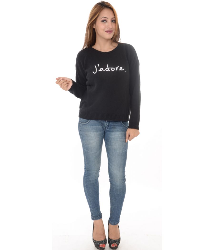 MISSGUIDED Black Sweater With Slogan J