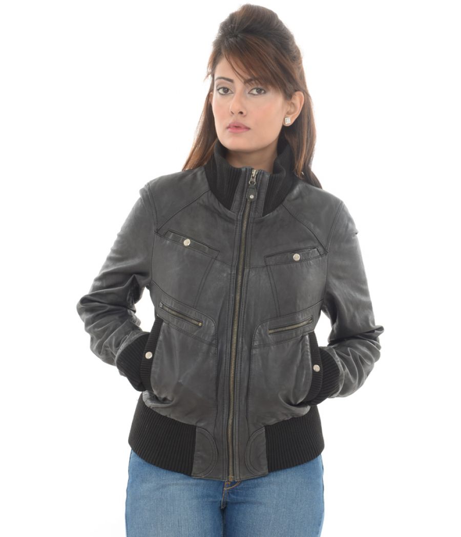 Mango Faux Leather Short Black Jacket
