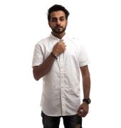 Signature Cotton White Half Sleeves Straight Fit Button Closure Casual Shirt 