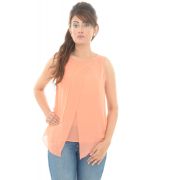 Zara Basic Georgette Asymmetric Orange Top