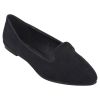 Estatos Suede Leather Pointed Toe Comfortable Black  Ballet Flats for Women