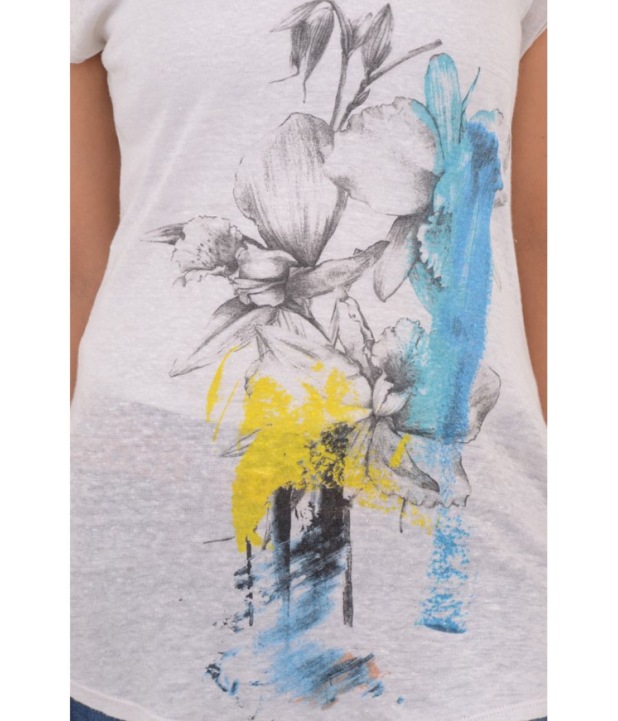 Zara Viscose Floral Print White Top