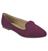 Estatos Suede Leather Pointed Toe Comfortable Burgundy  Ballet Flats for Women