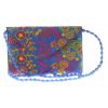 Envie Cloth/Textile/Fabric Embroidered Blue & Multi Magnetic Snap Sling Bag 