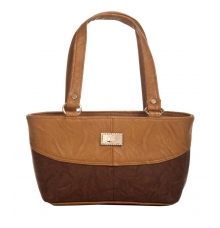 Aliado Faux Leather Solid Brown & Coffee Brown Zipper Closure Tote Bag 