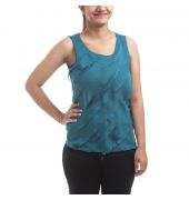 Ann Taylor Solid Teal Coloured U Neck Ruffle Casual Top 