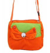 Envie Faux Fur Orange and Green   Coloured Zipper Closure Sling Bag