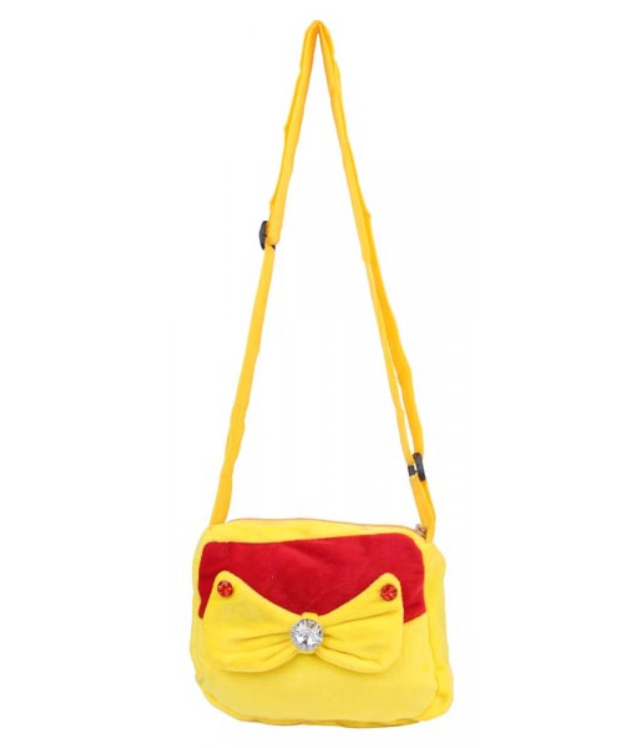 Envie Faux Fur Yellow and Red  Coloured Zipper Closure Sling Bag