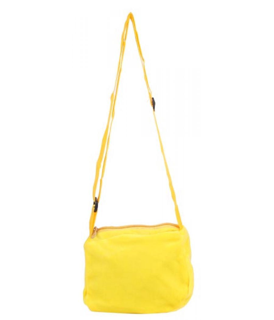Envie Faux Fur Yellow and Red  Coloured Zipper Closure Sling Bag