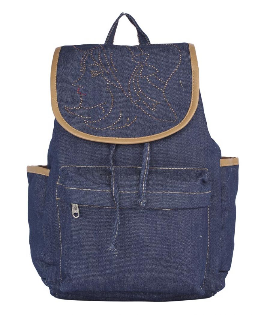 Aliado  Cloth Fabric Navy Blue Solid Backpack