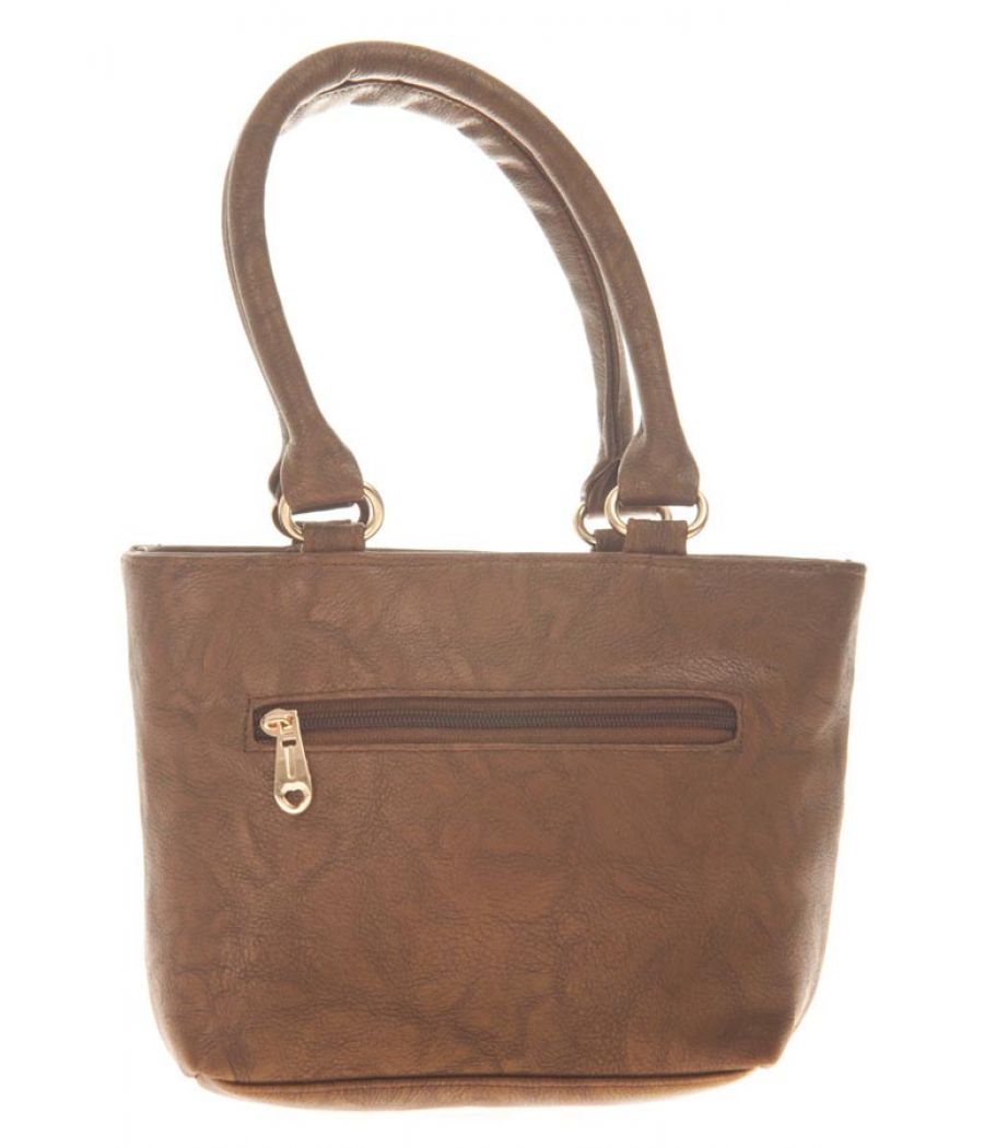 Aliado Faux Leather Solid Coffee Brown & Multi Zipper Closure Tote Bag 