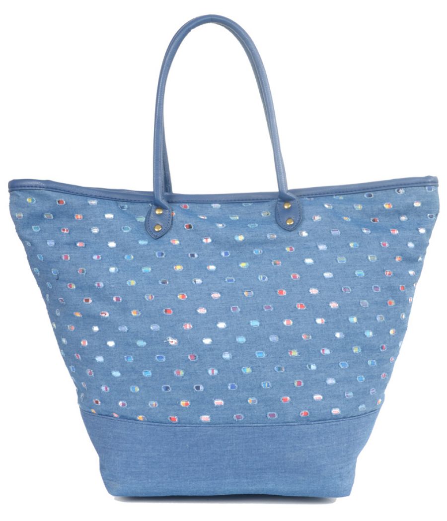Aliado Denim designer patchwork Blue Handbag