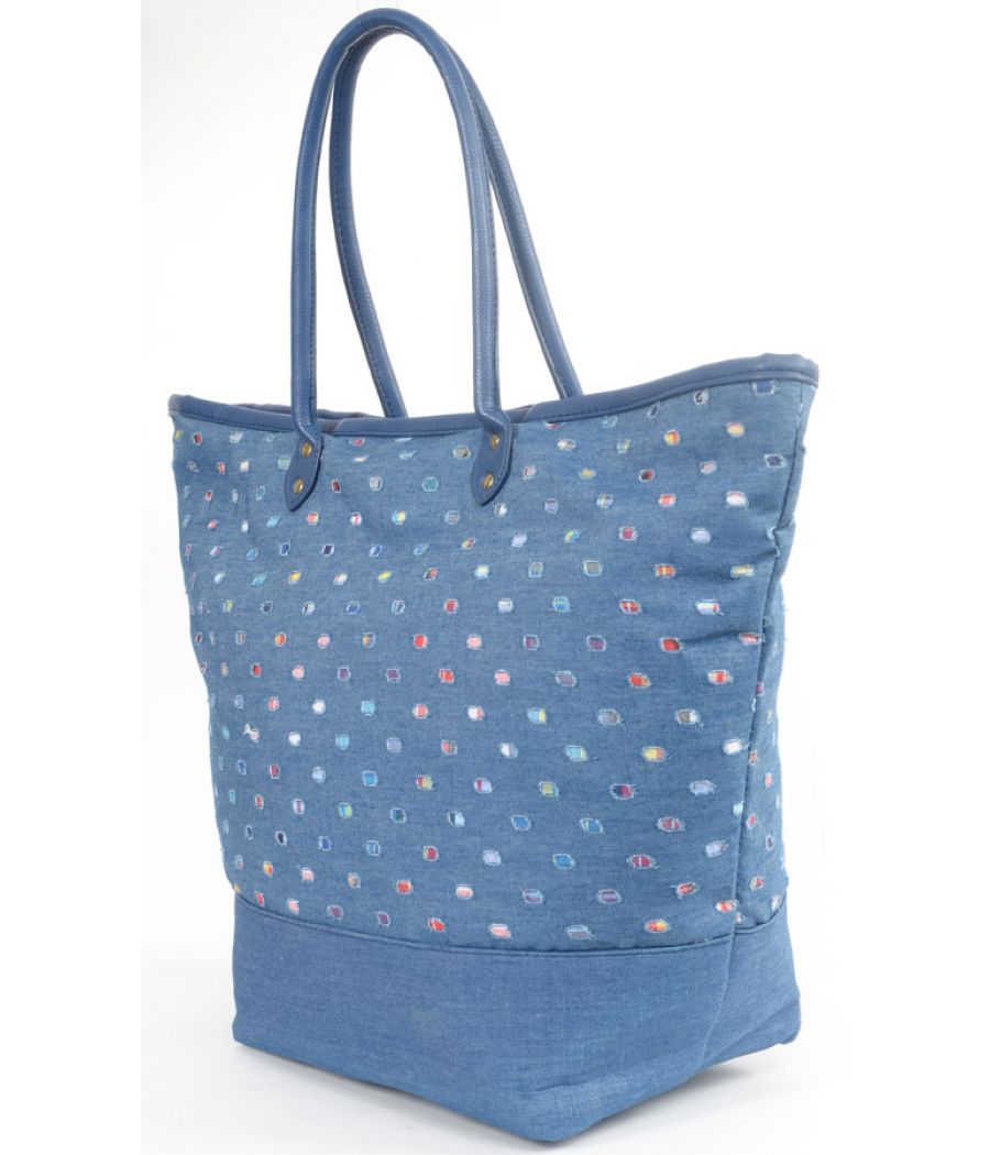 Aliado Denim designer patchwork Blue Handbag