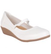 Estatos Synthetic Leather Front strap platform heeled White bellerina/shoes