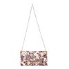 Envie Faux Leather Printed Cream and  Brown Fold Over Magnetic Snap Sling Bag 