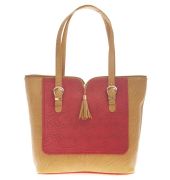 Aliado Faux Leather Solid Brown & Pink Zipper Closure Handbag for Women