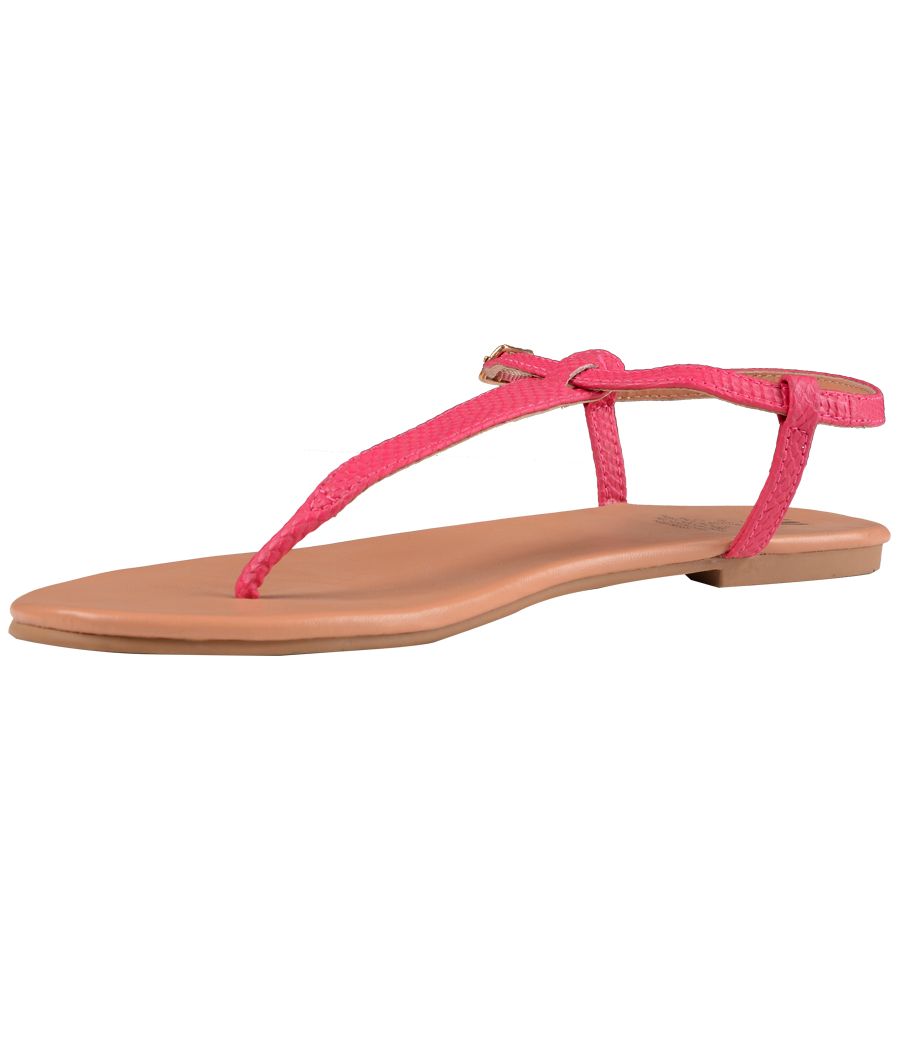 H&M Leather Strap Pink Flat Sandals 