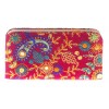 Envie Faux Leather Pink & Multi Zipper Closure Embroidered Clutch