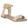 Estatos Frosted Leather Open Toe Ankle Strap Buckle Closure Light Brown Flat Sandals for Women