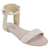 Estatos Frosted Leather Open Toe Ankle Strap Buckle Closure Beige Flat Sandals for Women