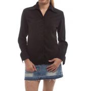 Expozay Cotton Solid Button Closure Black Full Sleeves Formal Shirt 