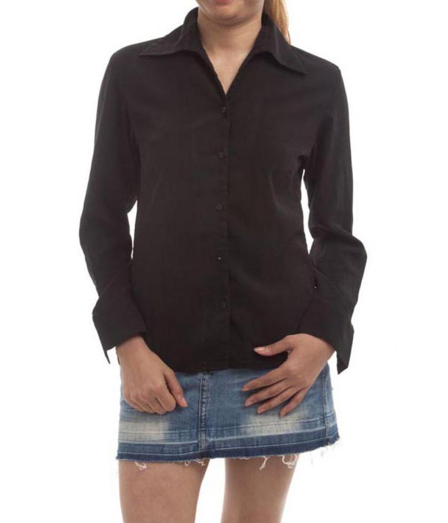 Expozay Cotton Solid Button Closure Black Full Sleeves Formal Shirt 