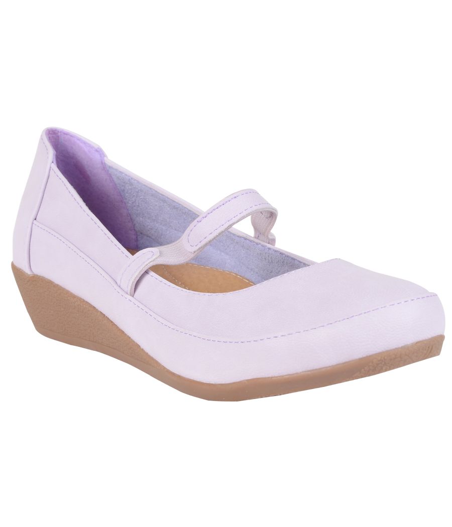 Estatos Synthetic Leather Front strap platform heeled Light pink/purple bellerina/shoes