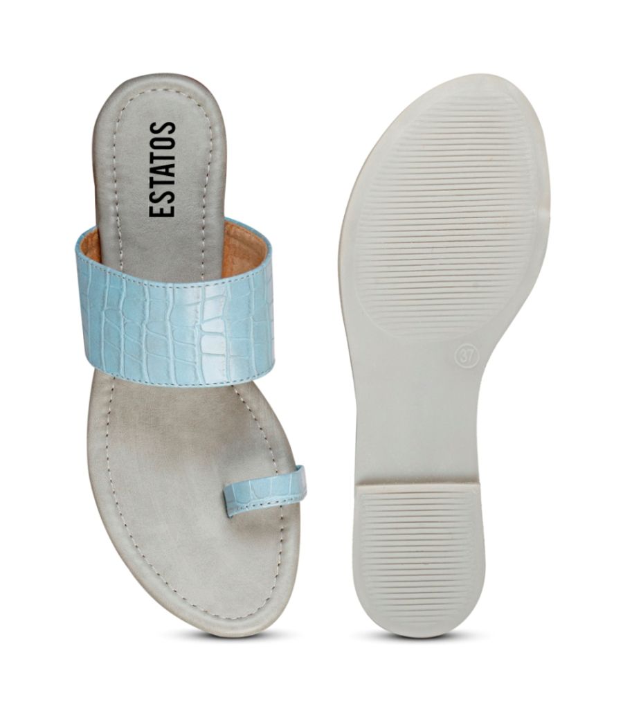 Estatos Women Navy Blue color Flat  Slingback Closure Sandals