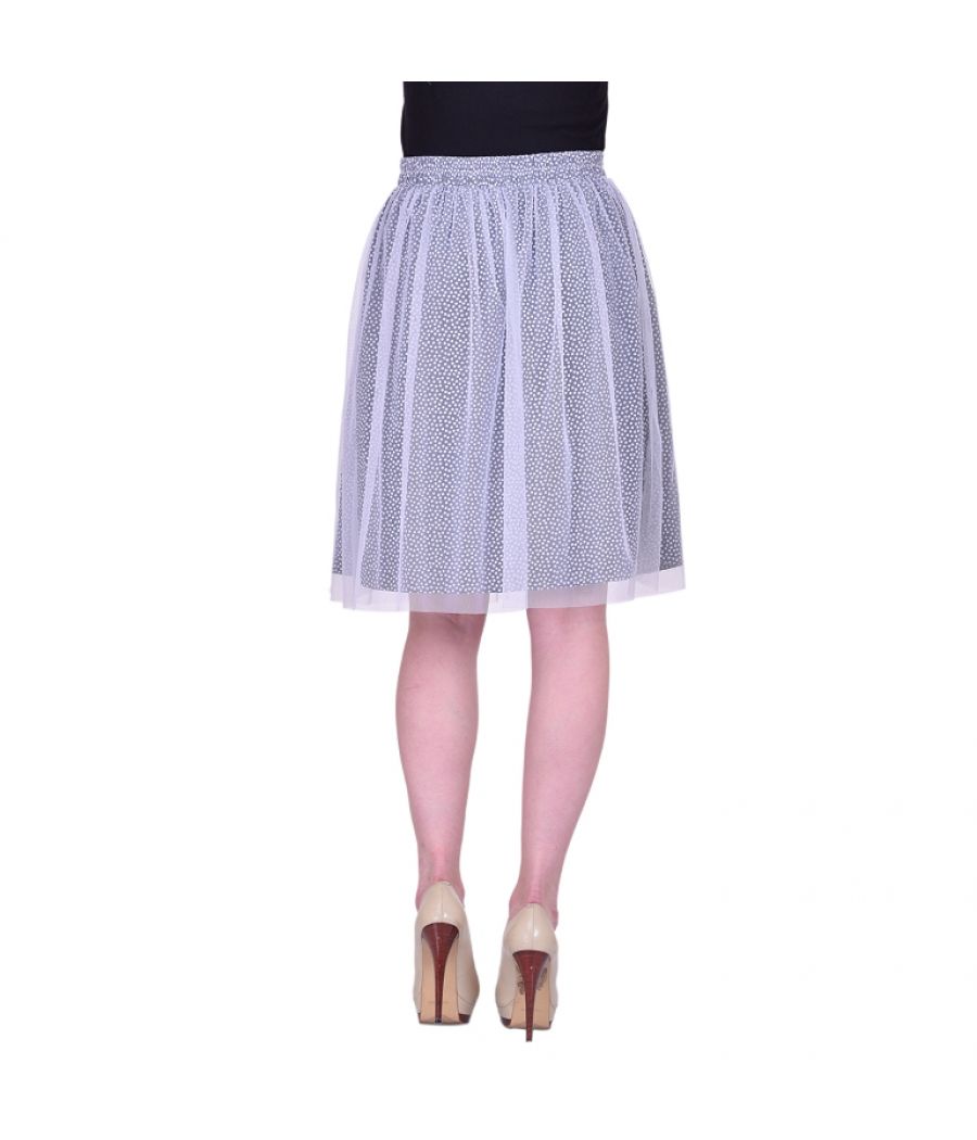 Estance Net Solid White Coloured A-line Midi Skirt 