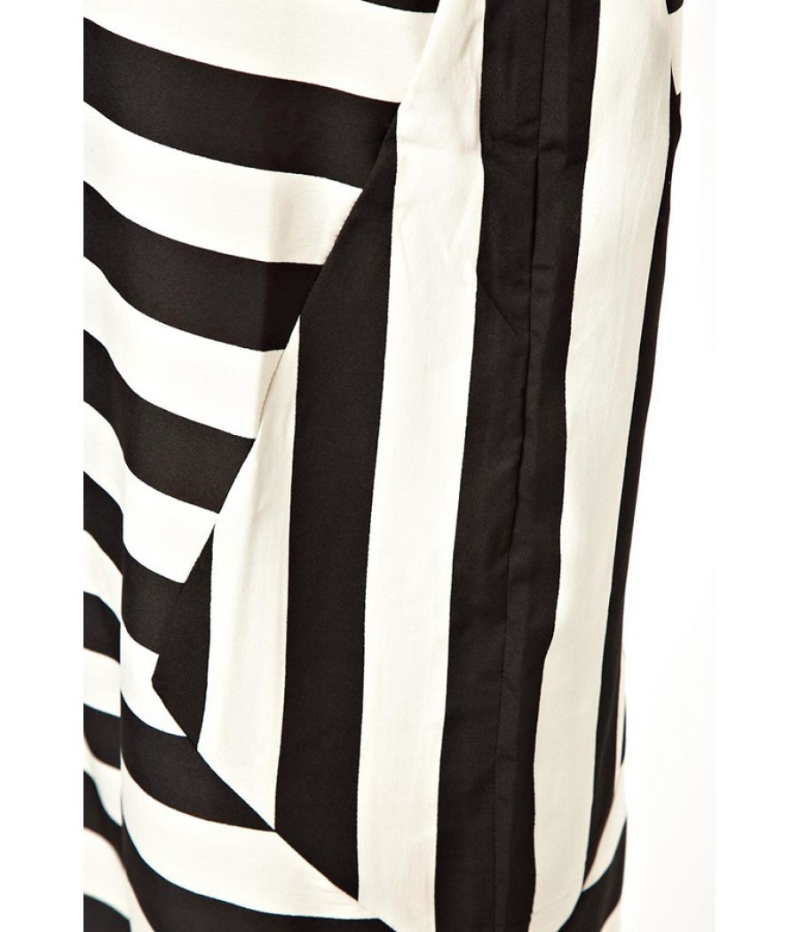 Vero Moda Polyester Striped Shift Black/White Dress