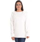 W Cotton Blend Solid White Sweater
