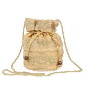 Aliado Velvet Embellished Gold Coloured Potli Bag