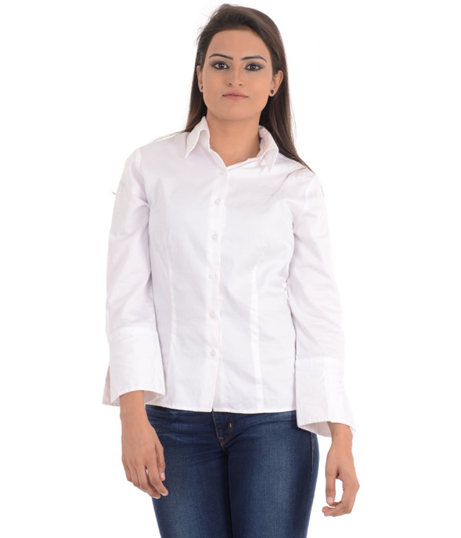 T M Jewin Cotton Solid White Shirt
