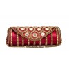 Envie Cloth/Textile/Fabric Embellished Maroon Fold Over Magnetic Snap Clutch 