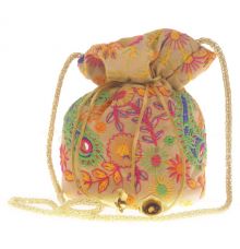 Envie Cloth/Textile/Fabric Cream & Multi Embroidered Potli Bag 