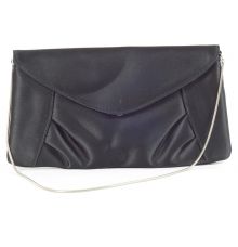 Accessorized Black Clutch With Silver Chain 