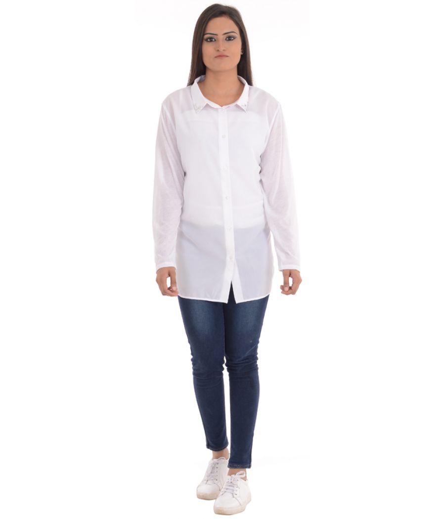 H&M White Solid Shirt
